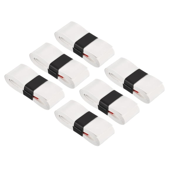 Uxcell 43.3" Absorb Sweat Non-Slip PU Tennis Racket Overgrip Tape Wraps White 6 Pack