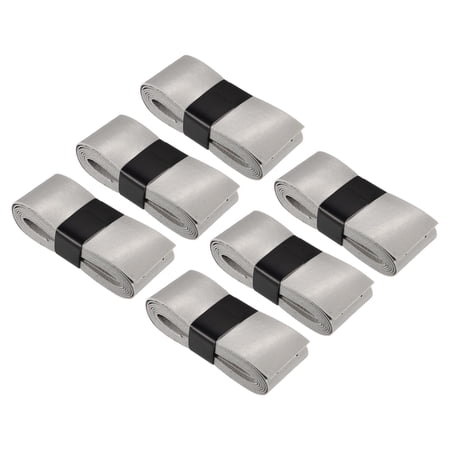 Uxcell 43.3" Non-Slip PU Tennis Racket Overgrip Tape Wraps with Hole Grey 6 Pack