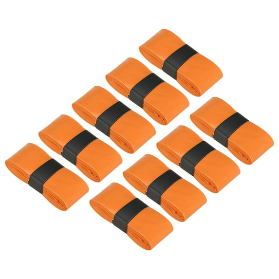 Uxcell 43.3" Non-Slip PU Tennis Racket Overgrip Tape Wraps with Hole Orange 9 Pack