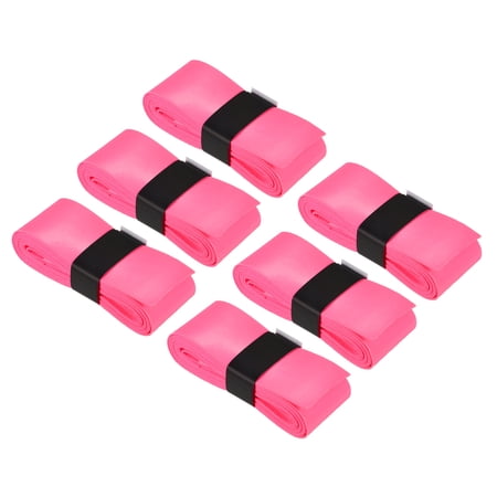 Uxcell 43.3" Non-Slip PU Tennis Racket Overgrip Tape Wraps with Hole Pink 6 Pack