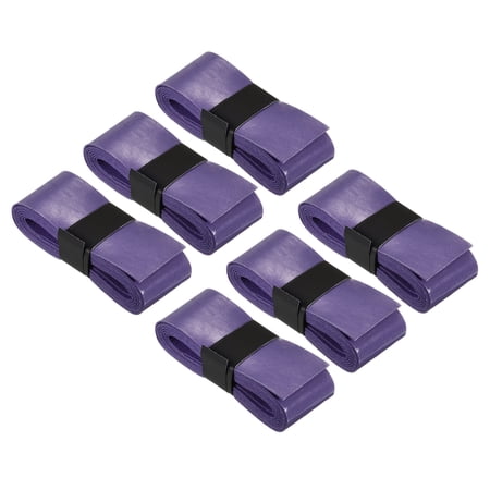 Uxcell 43.3" Non-Slip PU Tennis Racket Overgrip Tape Wraps with Hole Purple 6 Pack