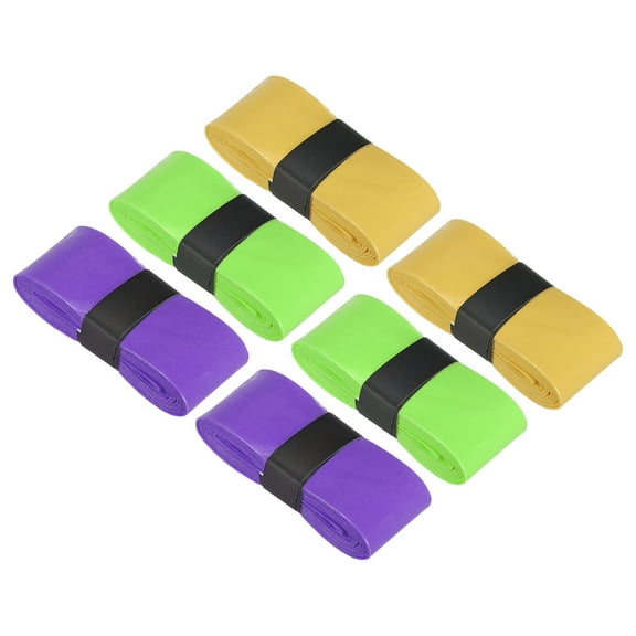 Uxcell 43.3" Non-Slip PU Tennis Racket Overgrip Tape Wraps with Hole Purple Fluorescent Yellow Yellow