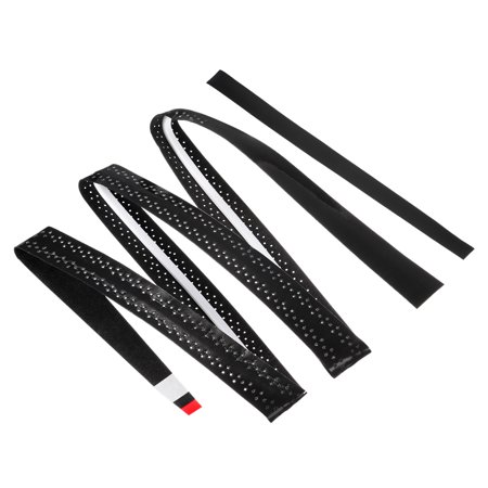 Uxcell 43.3" Non-Slip Perforated Tennis Racket Overgrip Tape with Ridges Black 6 Pack