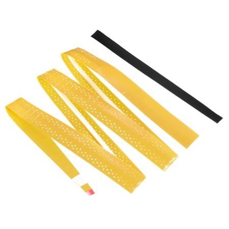 Uxcell 43.3" Non-Slip Perforated Tennis Racket Overgrip Tape with Ridges Yellow 6 Pack