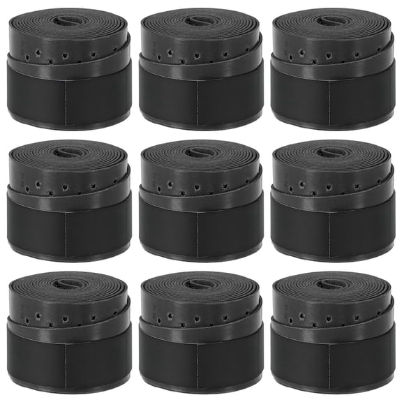 Uxcell 43.3" Non-Slip Tennis Racket Overgrip Tape Wraps with Hole Black 9 Pack