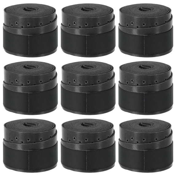 Uxcell 43.3" Non-Slip Tennis Racket Overgrip Tape Wraps with Hole Black 9 Pack