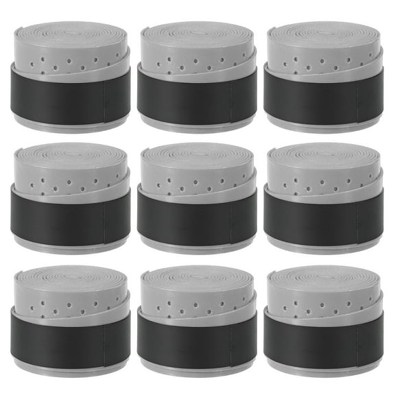 Uxcell 43.3" Non-Slip Tennis Racket Overgrip Tape Wraps with Hole Grey 9 Pack