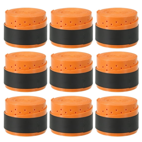 Uxcell 43.3" Non-Slip Tennis Racket Overgrip Tape Wraps with Hole Orange 9 Pack