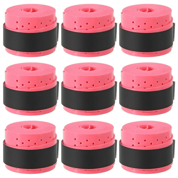 Uxcell 43.3" Non-Slip Tennis Racket Overgrip Tape Wraps with Hole Pink 9 Pack