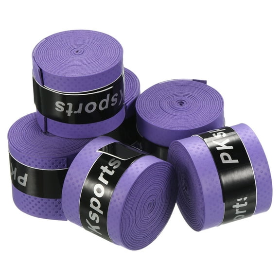 Uxcell 43.3" Round Groove Non-Slip PU Tennis Racket Overgrip Tape Wraps Purple 6 Pack