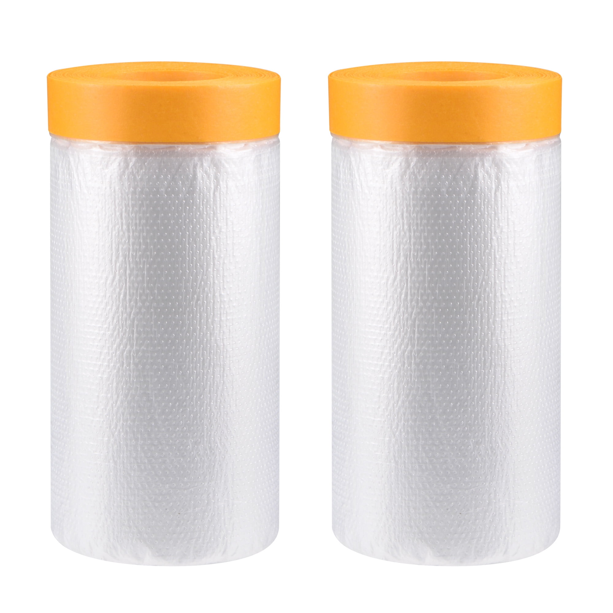Uxcell 43.3 in x 65 ft Pre-Taped Masking Film with Medium-Tack Painters Tape for Painting Protection 2 Pack