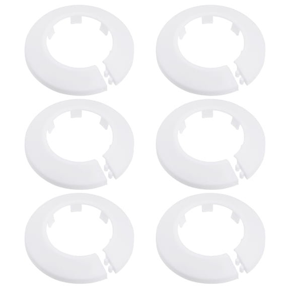 Uxcell 43-44mm PP Plastic Water Pipe Cover Decoration 6 Pack White