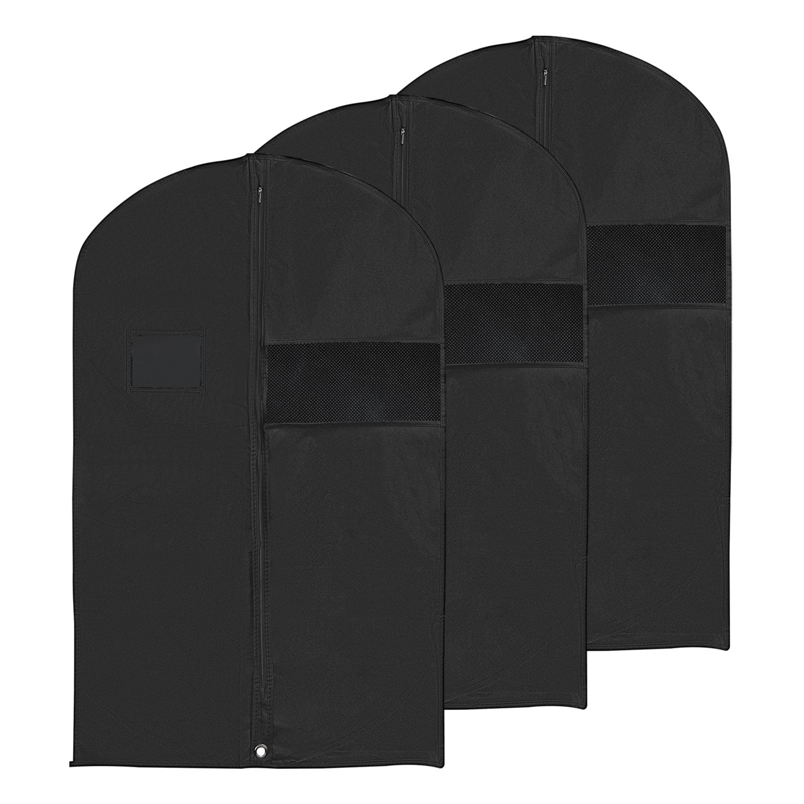Uxcell 43" Garment Bag, 3 Pack Breathable Suit Bag for Storage Hanging Clothes, Black