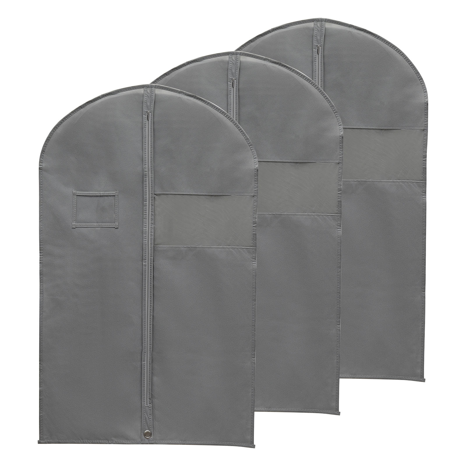 Uxcell 43" Garment Bag, 3 Pack Breathable Suit Bag for Storage Hanging Clothes, Gray