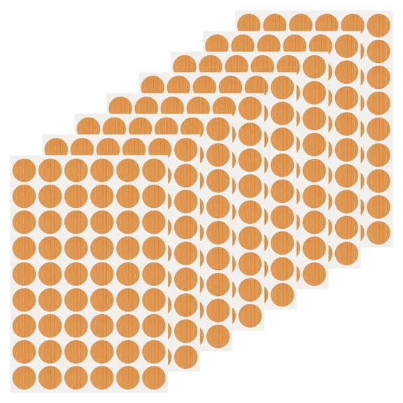 Uxcell 432Pcs Hole Cover Stickers, Dia. 21mm/0.8" Screw Cover Caps Self-Adhesive Wood Stickers for Dustproof Decoration Furniture Cabinet Wardrobe Desk, Orange Wood