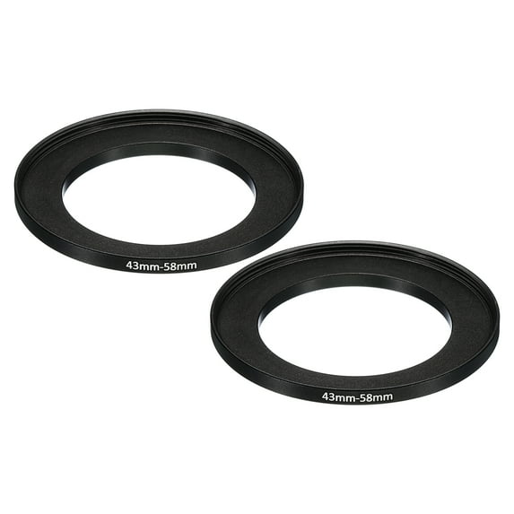 Uxcell 43mm-58mm Metal Step Up Ring, 2 Pack Camera Lens Filter Adapter Ring for Camera Lenses Hood, Black