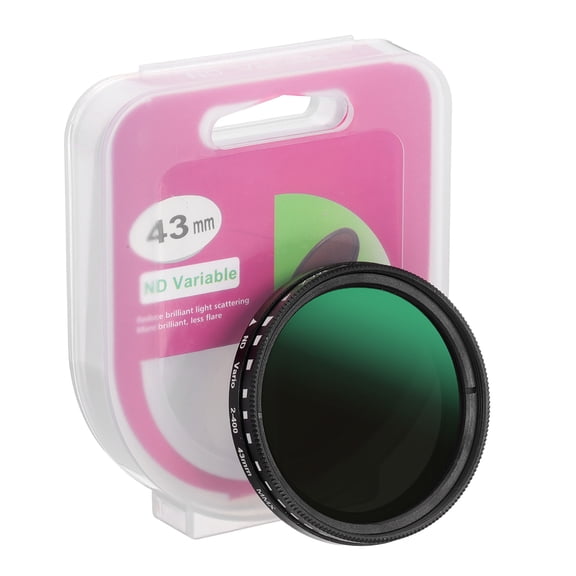 Uxcell 43mm ND Filter, Variable ND Lens ND2-ND400 Adjustable Neutral Density Filter Slim Optical Glass with Cap, Black