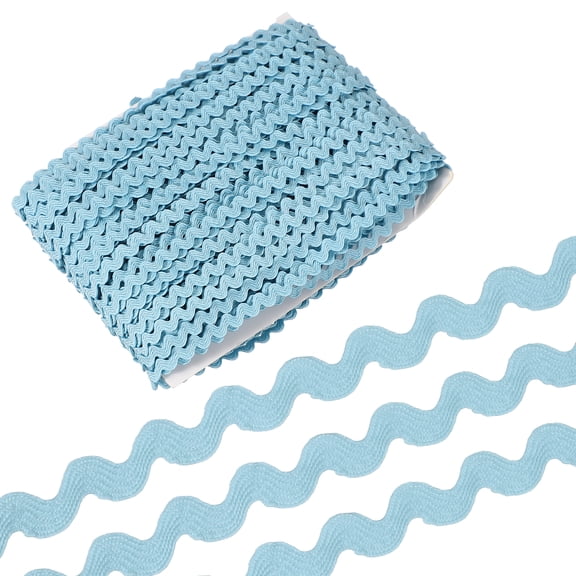 Uxcell 44 Yard Rick Rack Trim Ribbon, 3mm Wave Sewing Bending Fringe Trim Wave Ribbon Trim for Sewing DIY Clothes Wrapping Wedding Party Decoration, Sky Blue