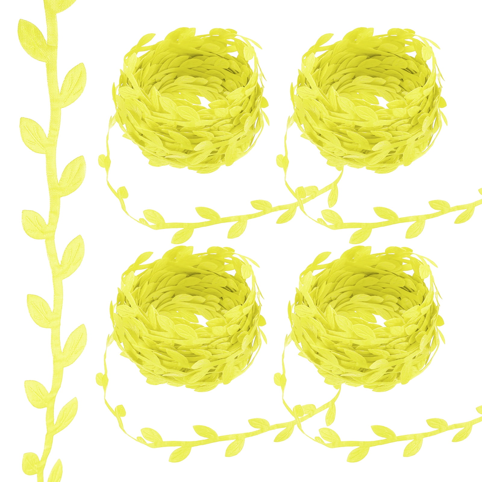 Uxcell 44 Yards Yellow Leaf Ribbon, Leaves Trim Rope Artificial Leaf ...