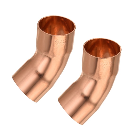 Uxcell 45 Degree Elbow Copper Fittings, 3/4 Inch ID Connection for HVAC Air Conditioner, Pack of 2