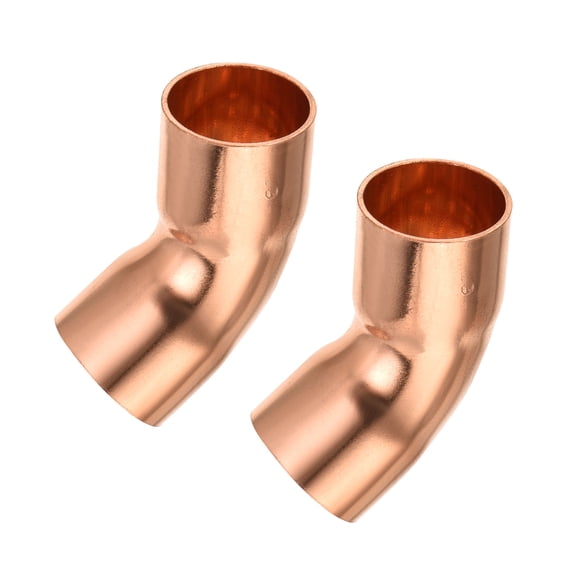Uxcell 45 Degree Elbow Copper Fittings, 5/8 Inch ID Connection for HVAC Air Conditioner, Pack of 2