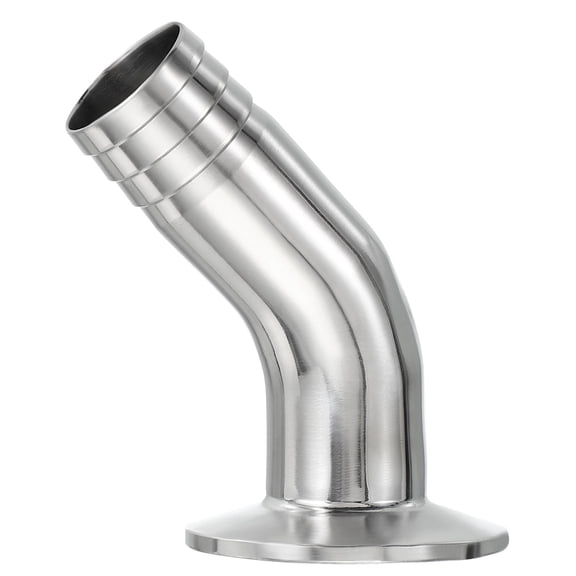Uxcell 45 Degree Elbow Tri Clamps Hose Barb, 1in OD Sanitary Hose Barb Pipe Fitting Tube 50.5MM Ferrule (for 1.5" Tri Clamps) 304 Stainless Steel