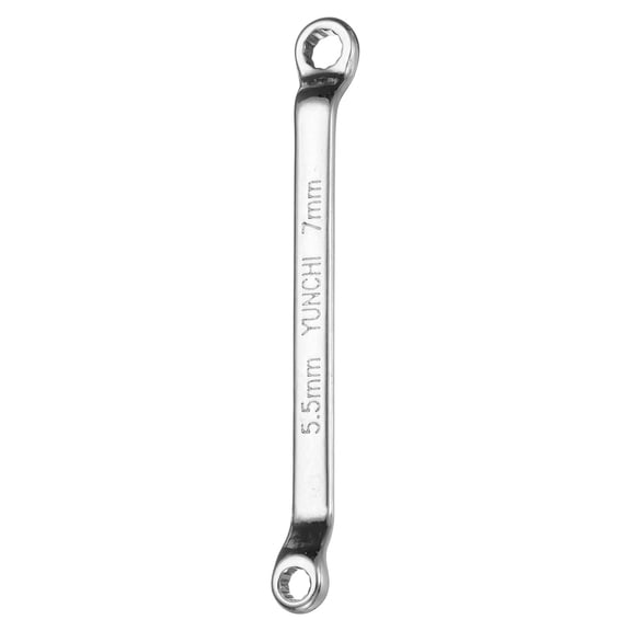 Uxcell 45 Degree Offset Box End Wrench 5.5mm x 7mm Metric 12 Point Mirror Chrome Plated Alloy Steel Double Box Wrenches Long Industrial Grade Torx Box Wrench Repair Tool