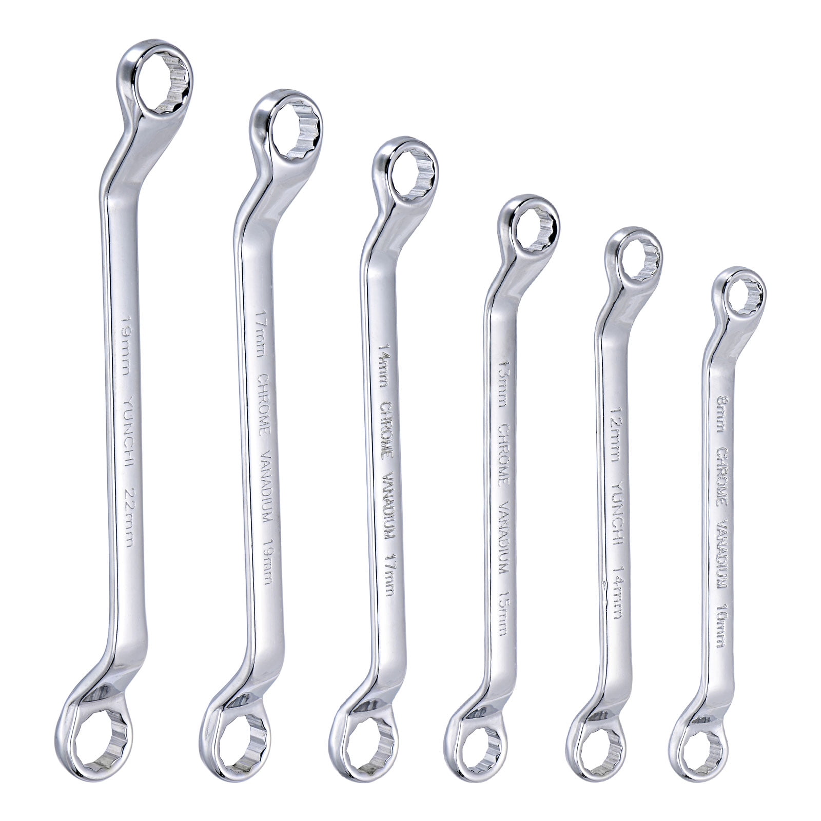 Uxcell 45-Degree Offset Box End Wrench Set, 8-22mm Metric CR-V Steel ...