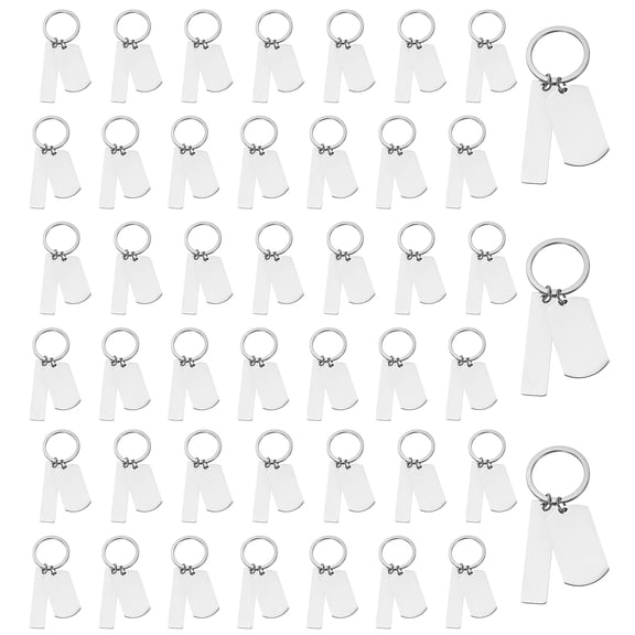 Uxcell 45 Pcs Stainless Steel Engravable Metal Keychain, Silver Tone, Rectangle