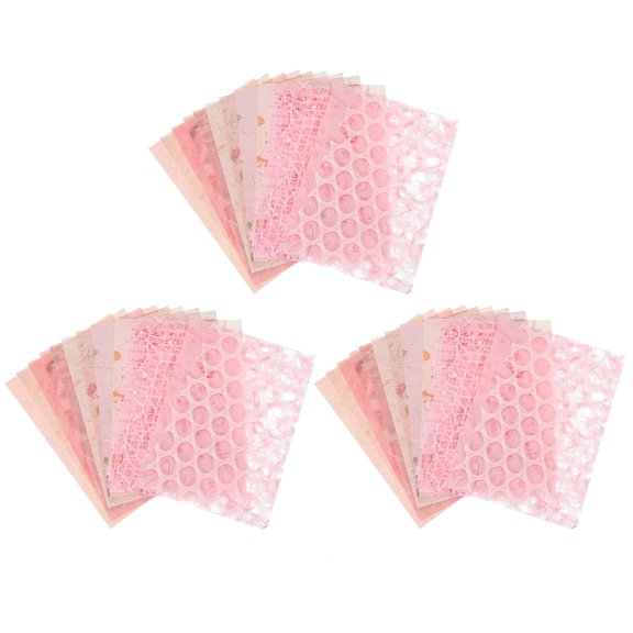Uxcell 45 Sheets Textured Scrapbook Paper, Mixed Special Paper Mesh Fabric Assorted Set for Scrapbooking Junk Journal Card DIY Materials Collage Card Embellishments Supplies, Pink