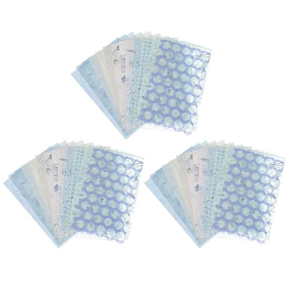 Uxcell 45 Sheets Textured Scrapbook Paper, Mixed Special Paper Mesh Fabric Assorted Set for Scrapbooking Junk Journal Card DIY Materials Collage Card Embellishments Supplies, Blue