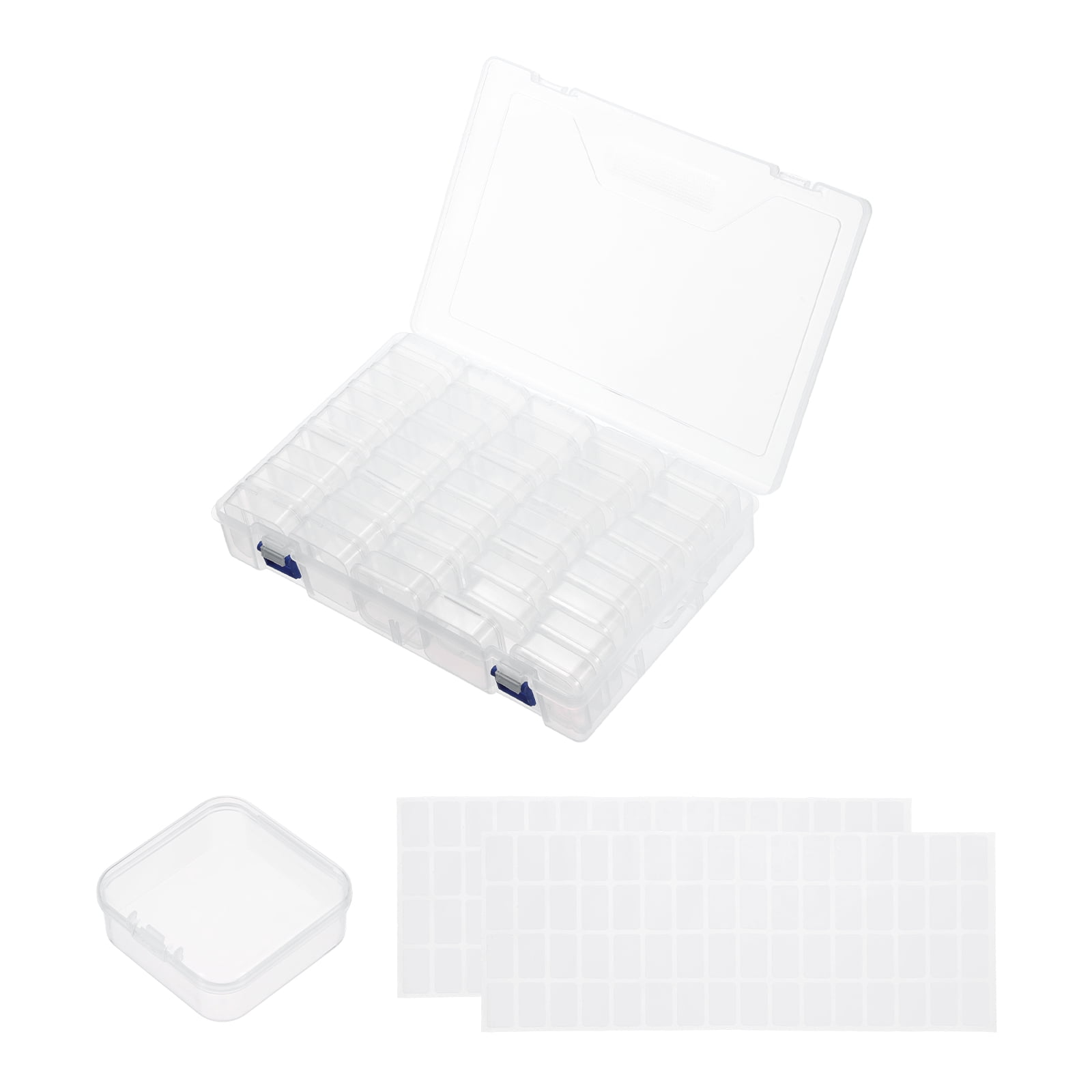Uxcell 45 Slots Diamond Art Storage Containers, Clear Plastic Diamond Art Painting Beads Organizer Case Accessories with Labels for Jewelry Nail Crafts Rhinestones, 11.6x7.6x2.4inch