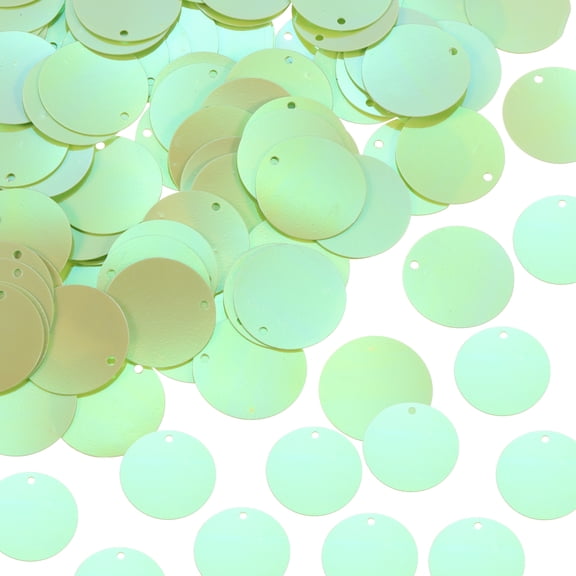 Uxcell 450 Pcs Flat Round Sequins 20mm/0.8 Inch Loose Paillettes Craft Sewing Sequins with Single Side Hole for DIY Embroidery Clothing Jewelry Making, AB Light Green