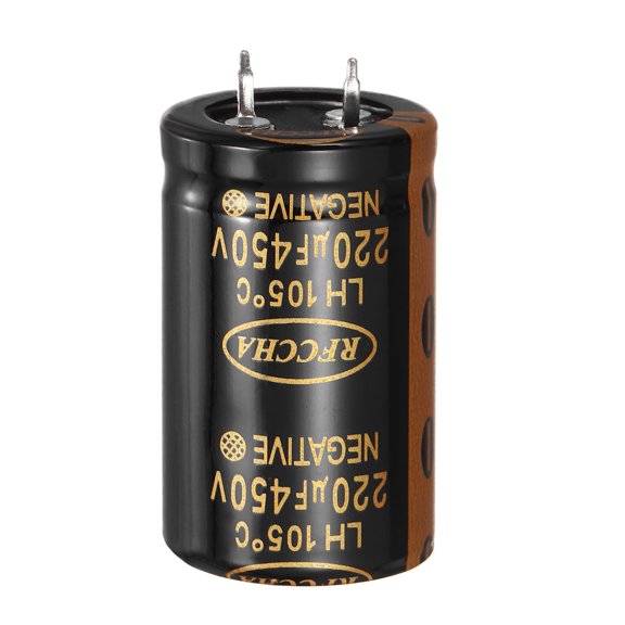 Uxcell 450V 220uF Snap in Electrolytic Capacitor, 2 Pin Audio Amplifier Aluminum Electrolytic Capacitor for Filter Audio Smart Home Appliances(Black,41.5x25mm)
