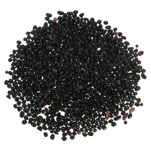 Uxcell 450g/1lb 4-6mm Glass Stones Pebbles Decor for Vase Filler Aquarium Black