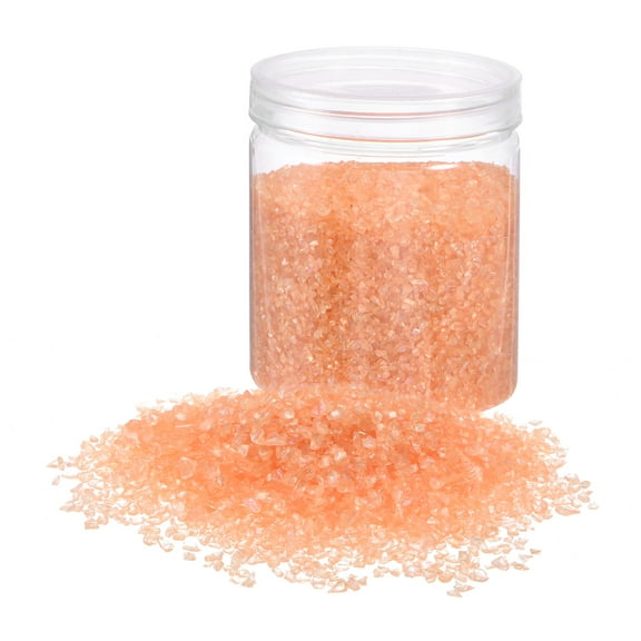Uxcell 454g Crushed Glass Chips 3-6mm Irregular Broken Sprinkles Chunky Glass for Crafts DIY Vase Filler, Light Amber