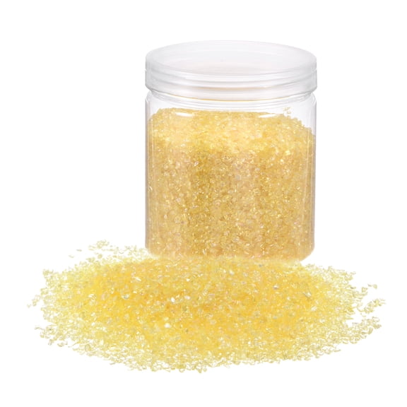 Uxcell 454g Crushed Glass Chips 3-6mm Irregular Broken Sprinkles Chunky Glass for Crafts DIY Vase Filler, Yellow