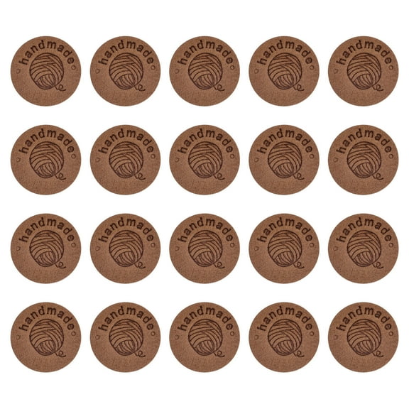 Uxcell 45Pack Microfiber Handmade Leather Label Sewing Embossed Crochet Tags, Coffee