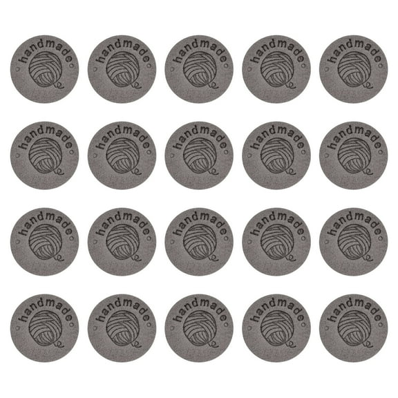 Uxcell 45Pack Microfiber Handmade Leather Label Sewing Embossed Crochet Tags, Dark Grey