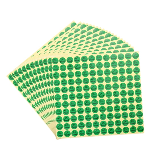 Uxcell 45Pcs QC Passed Stickers Round Shape Adhesive Labels 13 x 13mm for Quality Control Warehouse Stock,Green