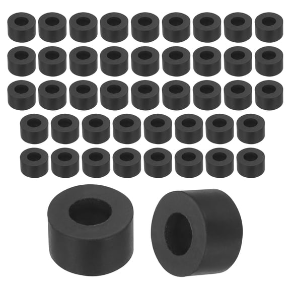 Uxcell 45Pcs Rubber Spacers, 13mm OD, 5mm ID, 6mm Thick Black Round Anti Vibration Rubber Pads Isolation Bushings Washer for Home Cars Boat(0.51" OD x 0.2" ID x 0.24" Thick)