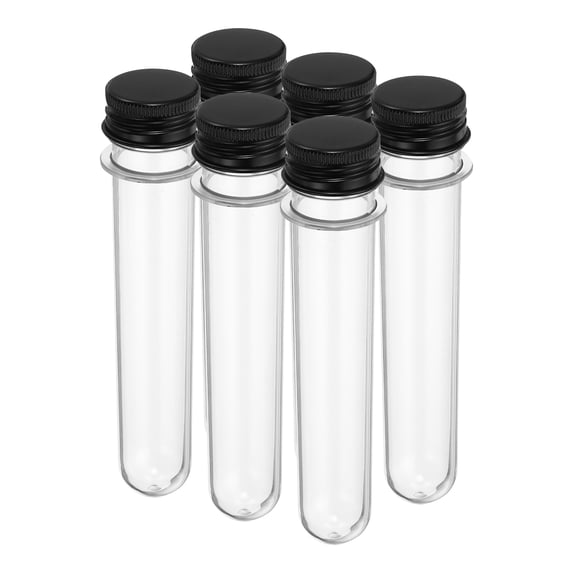 Uxcell 45ml Plastic Test Tubes with Screw Caps, 6Pcs 141x25mm Tubes for Party Decoration Lab Use, Black
