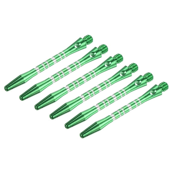 Uxcell 45mm Dart Shafts, Medium 2BA Thread Aluminum Dart Stems - 6 Pack (Silver Tone, Green)