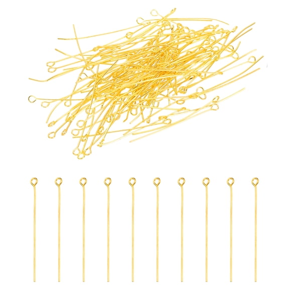 Uxcell 45mm Open Eye Pins, 150Pcs 23 Gauge Metal Head Pins Needles, Gold Tone