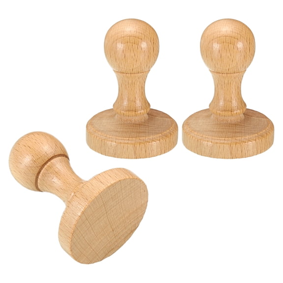 Uxcell 45mm Stamp Wood Round Handle, 3 Pack Wooden Knobs Stamp Mounts Drawer Pulls Scrapbooking, Brown