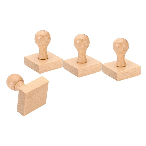 Uxcell 45mm Stamp Wood Square Handle, 4 Pack Wooden Knobs Stamp Mounts Drawer Pulls Scrapbooking, Brown