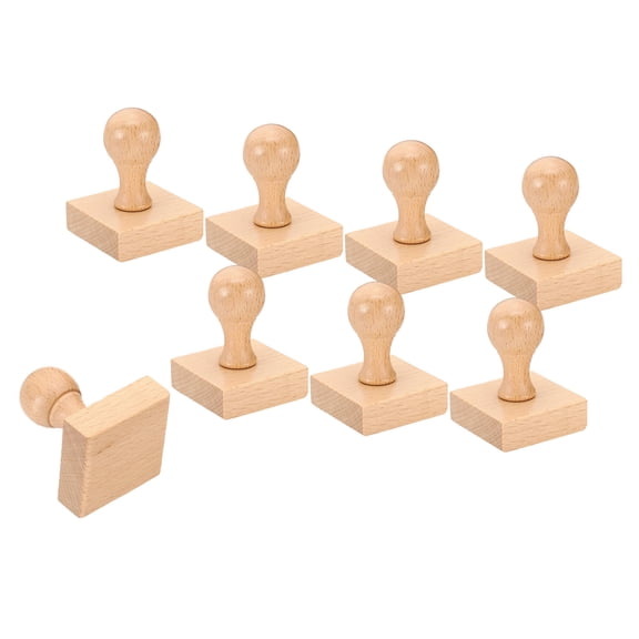 Uxcell 45mm Stamp Wood Square Handle, 8 Pack Wooden Knobs Stamp Mounts Drawer Pulls Scrapbooking, Brown