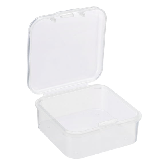 Uxcell 45x20mm Plastic Square Clear Storage Container Box with Lid, 12 Pack