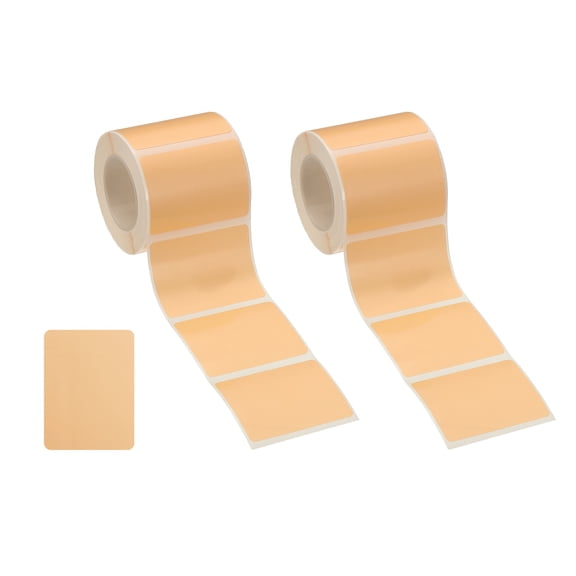 Uxcell 460 Pcs Thermal Labels, 1.6x1.2" Square Thermal Printer Labels Stickers Self Adhesive Tags Paper 2 Rolls Small Waterproof for Printer Small Business Name Tag Barcode, Khaki
