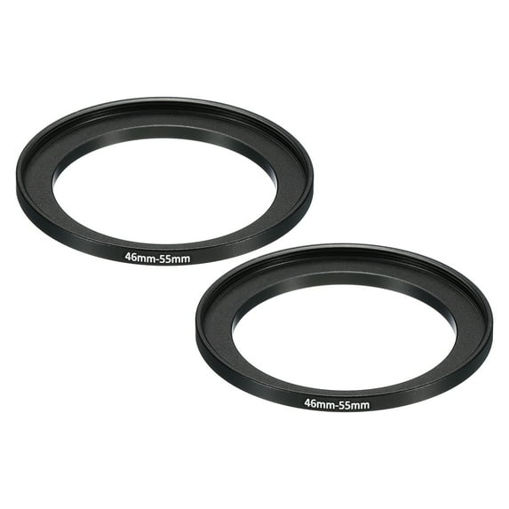 Uxcell 46mm-55mm Metal Step Up Ring, 2 Pack Camera Lens Filter Adapter Ring for Camera Lenses Hood, Black